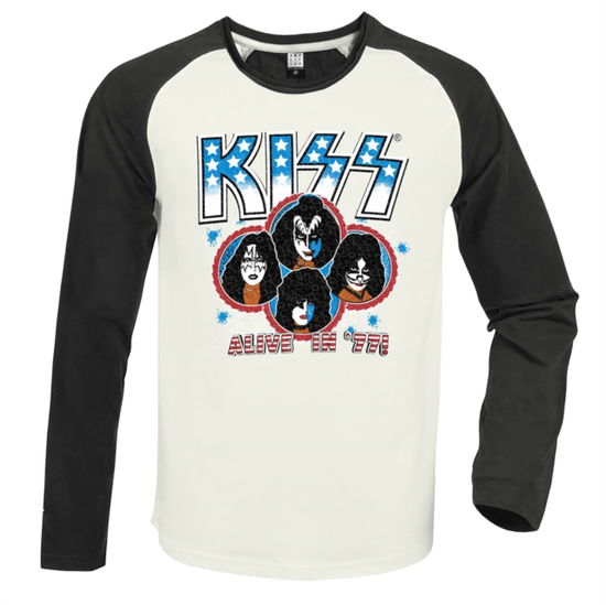 Kiss · Kiss Alive In 77 Vintage White / Charcoal Small Baseball Jersey (T-shirt) (2024)