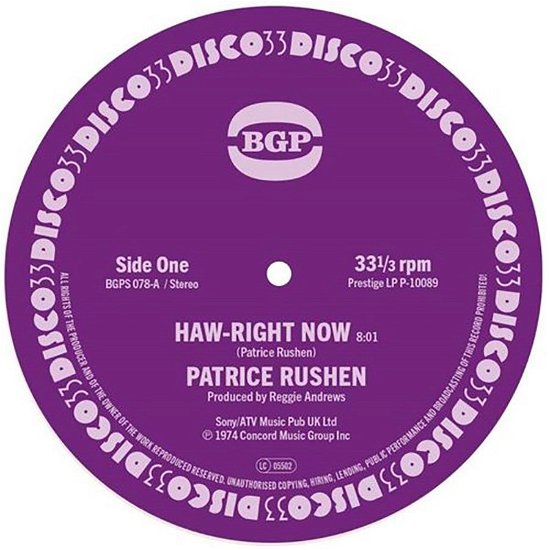 Cover for Patrice Rushen · Haw-right Now / Kickin Back (7&quot;) (2024)
