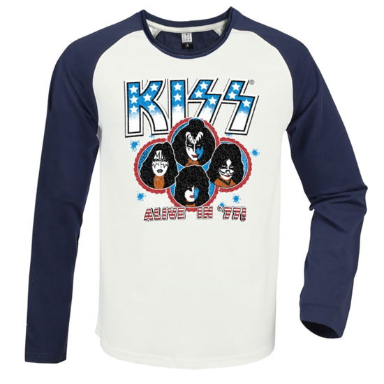 Cover for Kiss · Kiss Alive In 77 Vintage White / Navy Medium Baseball Jersey (T-shirt) (2024)