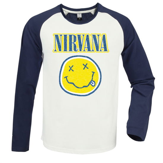 Cover for Nirvana · Nirvana 2 Tone Vintage White / Navy Medium Baseball Jersey (T-shirt) (2024)