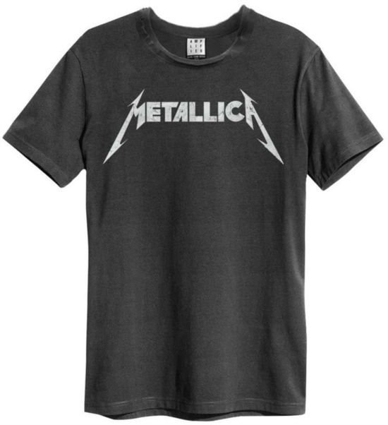 Cover for Metallica · Metallica Logo Amplified Vintage Charcoal Large T Shirt (T-shirt)