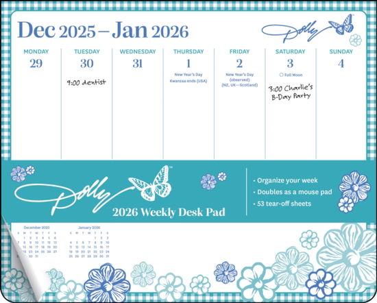 Cover for Andrews McMeel Publishing · Dolly Parton 2026 Weekly Desk Pad Calendar (Calendar) (2025)