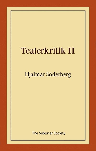 Cover for Hjalmar Söderberg · Teaterkritik II (Paperback Book) (2025)