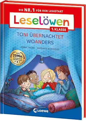 Cover for Anna Taube · Leselöwen 1. Klasse - Toni übernachtet woanders (Großbuchstabenausgabe) (Book) (2025)