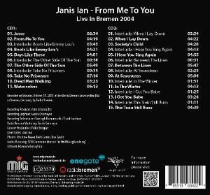 Cover for Janis Ian · From Me To You (live In Bremen 2004) (CD) (2025)