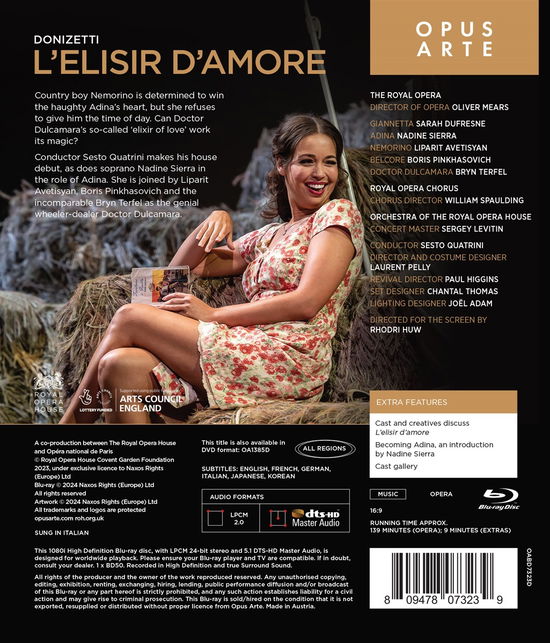 Donizetti: L'Elisir D'Amore - Royal Opera House Orchestra & Sesto Quatrini & Nadine Sierra & Bryn Terfel - Movies - OPUS ARTE - 0809478073239 - September 27, 2024