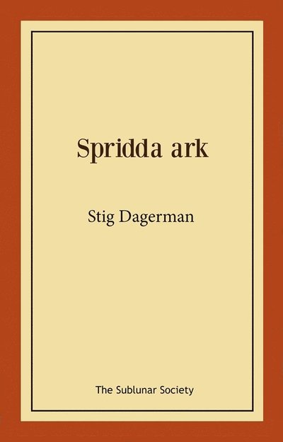 Cover for Stig Dagerman · Spridda ark (Book) (2025)