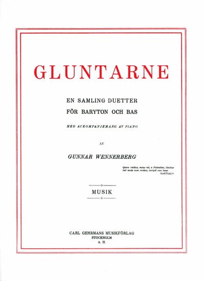 Cover for Gunnar Wennerberg · Gluntarne, sång och piano (Paperback Book) (1951)