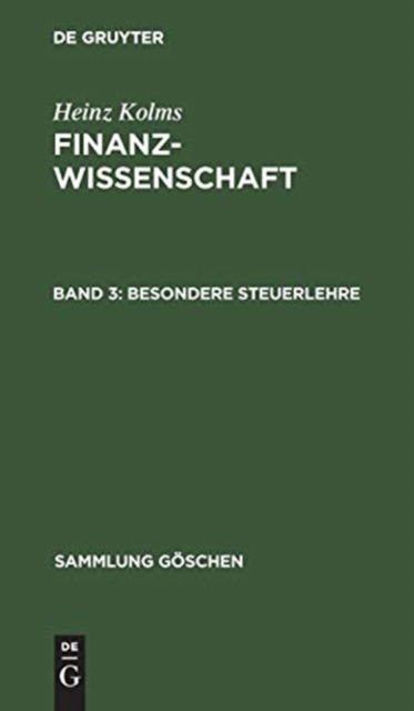 Cover for Heinz Kolms · Besondere Steuerlehre : Aus (Book) (1966)