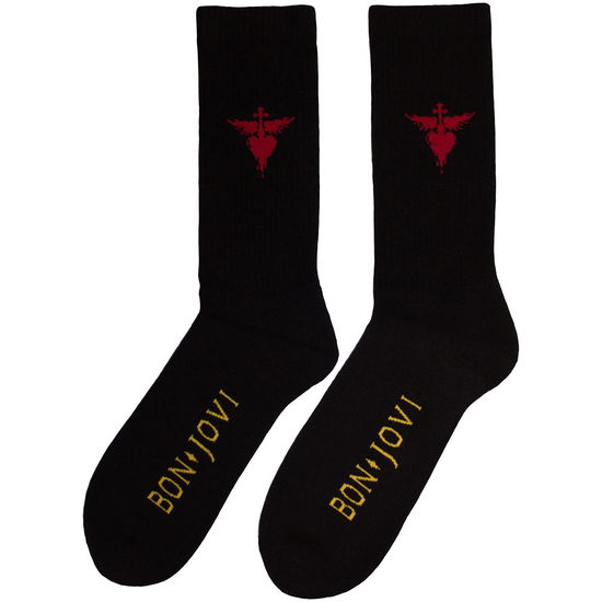 Cover for Bon Jovi · Bon Jovi Unisex Terry Socks: Dagger Heart (Black) (UK Size 7 - 11) (Socks) [size M] (2025)