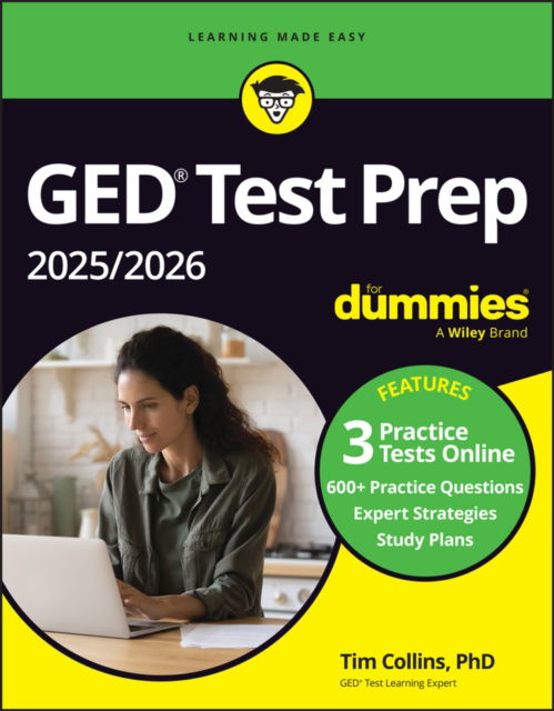 Cover for Tim Collins · GED Test Prep 2025/2026 For Dummies: Book + 3 Practice Tests Online (Pocketbok) (2025)