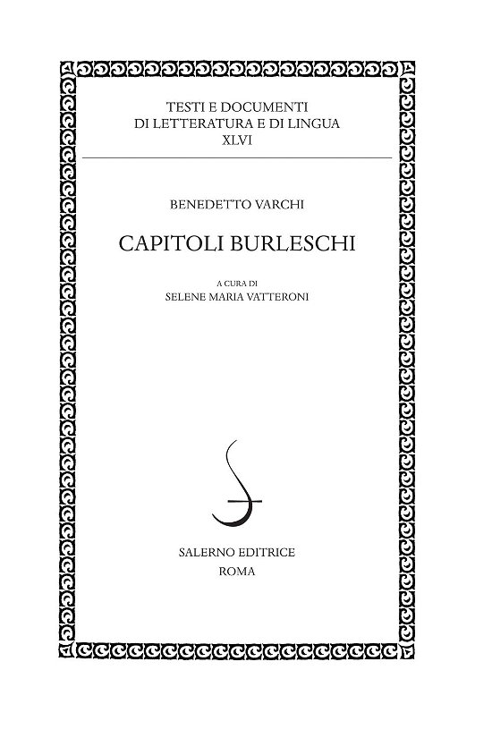 Cover for Benedetto Varchi · Capitoli Burleschi (Buch)