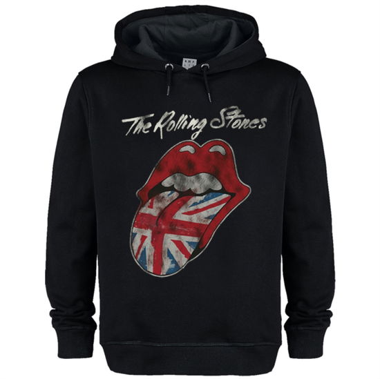 Cover for The Rolling Stones · Rolling Stones Uk Tongue Amplified Vintage Black X-Large Hoodie Sweatshirt (T-shirt) (2024)