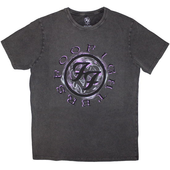 Cover for Foo Fighters · Foo Fighters Unisex Stone Wash T-Shirt: Wheel Logo Shadow (Charcoal Grey) (T-shirt) [size S]