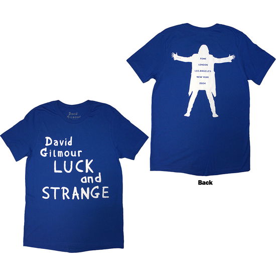 Cover for David Gilmour · David Gilmour Unisex T-Shirt: Luck &amp; Strange Logo (Blue) (Back Print &amp; Ex-Tour) (T-shirt) [size S]