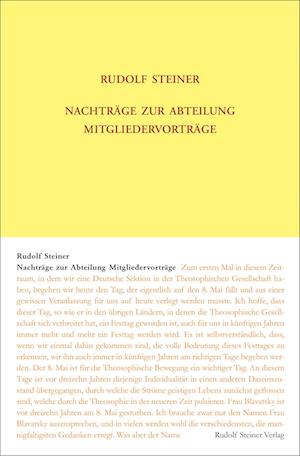 Cover for Rudolf Steiner · Nachträge zur Abteilung Mitgliedervorträge (Book) (2025)