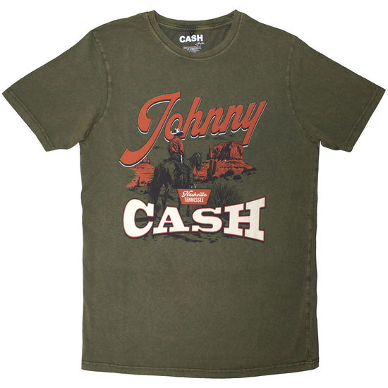 Cover for Johnny Cash · Johnny Cash Unisex Stone Wash T-Shirt: Desert Cowboy (Green) (T-shirt) [size XL]