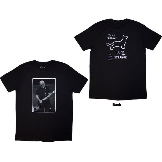 Cover for David Gilmour · David Gilmour Unisex T-Shirt: Luck &amp; Strange Black Cat Strat (Black) (Back Print &amp; Ex-Tour) (T-shirt) [size M]