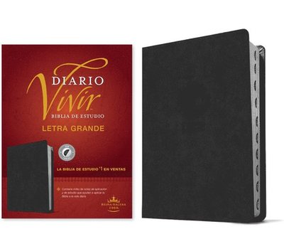 Cover for Tyndale · Biblia de Estudio Del Diario Vivir RVR60, Letra Grande (SentiPiel, Carbón, Índice, Letra Roja) (Book) (2025)