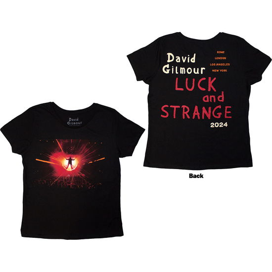 Cover for David Gilmour · David Gilmour Ladies T-Shirt: Luck &amp; Strange Stage Shot (Black) (Back Print &amp; Ex-Tour) (T-shirt) [size S]