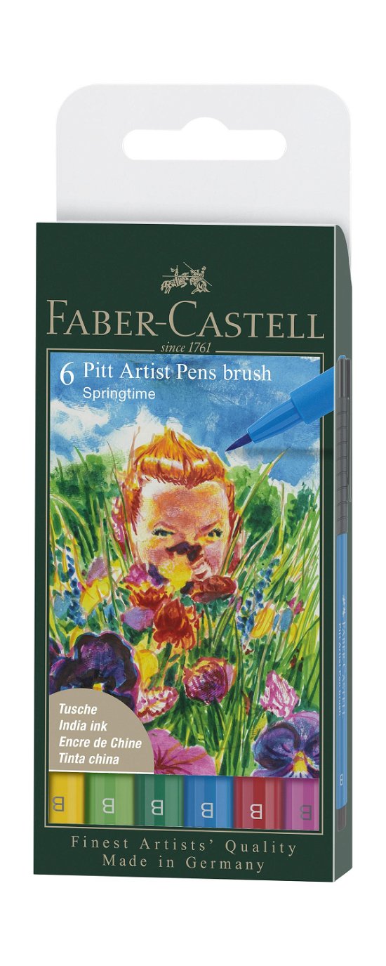 Cover for Faber · Faber-castell - India Ink Pitt Artist Pen B Spring (6 Pcs) (167177) (Toys)