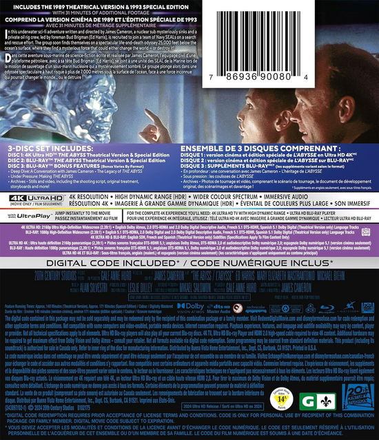 The Abyss - 4k Ultra Hd - Movies - Sony - 0786936900804 - March 12, 2024
