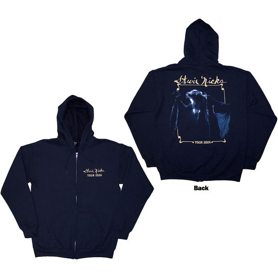 Cover for Stevie Nicks · Stevie Nicks Unisex Zipped Hoodie: Tour '24 Live Photo (Navy Blue) (Back Print &amp; Ex-Tour) (Hoodie) [size S]