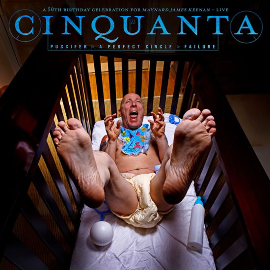 Cover for Puscifer / a Perfect Circle / Failure · Cinquanta - 50th Bday Celebration For Maynard James Keenan Live (Clear Blue / Red / Pink Vinyl) (LP) (2024)