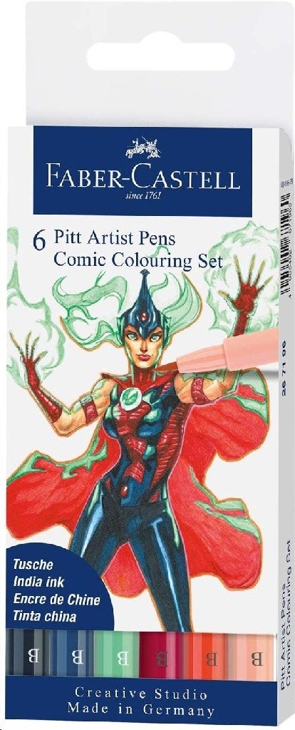 Cover for Faber · Faber-castell - India Ink Pitt Artist Pen Comic (6 Pcs) (267196) (Toys)